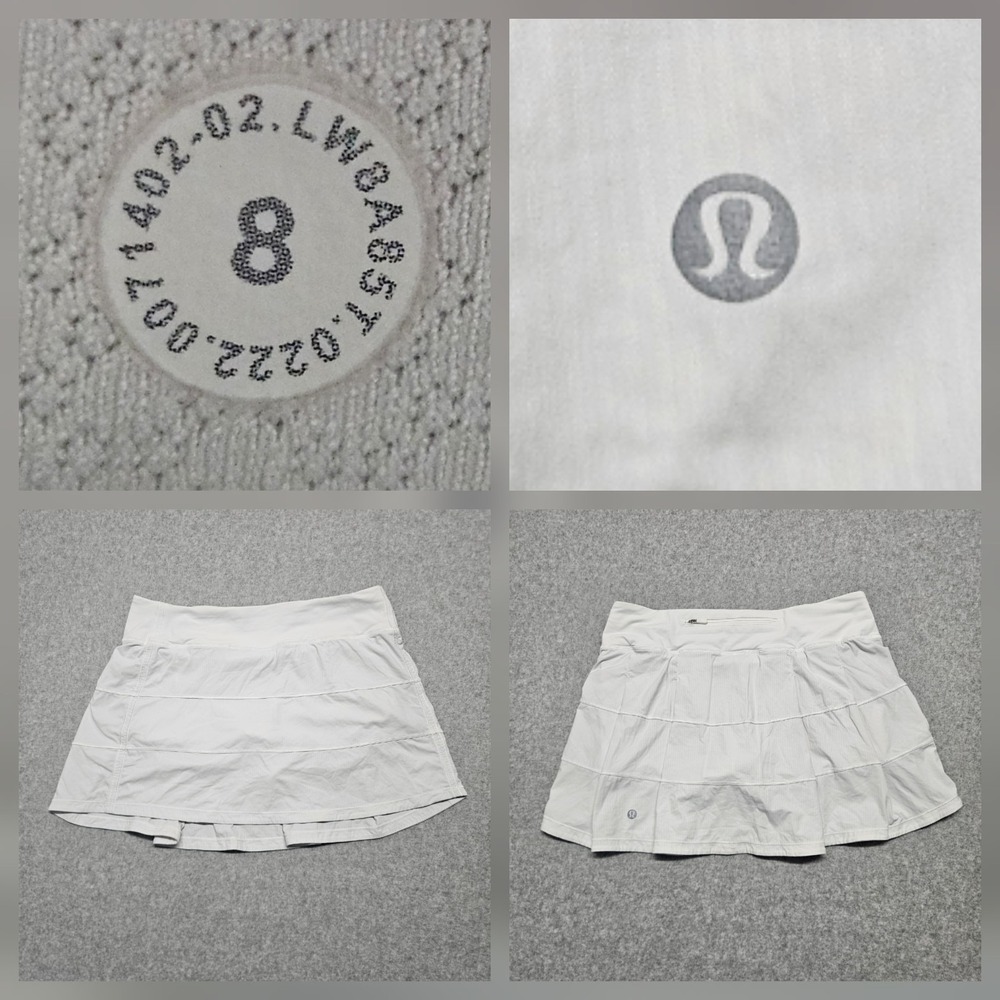 Lululemon Pace Rival Mid Rise Skirt/Skort Tall 4 Way Stretch White Sz 8